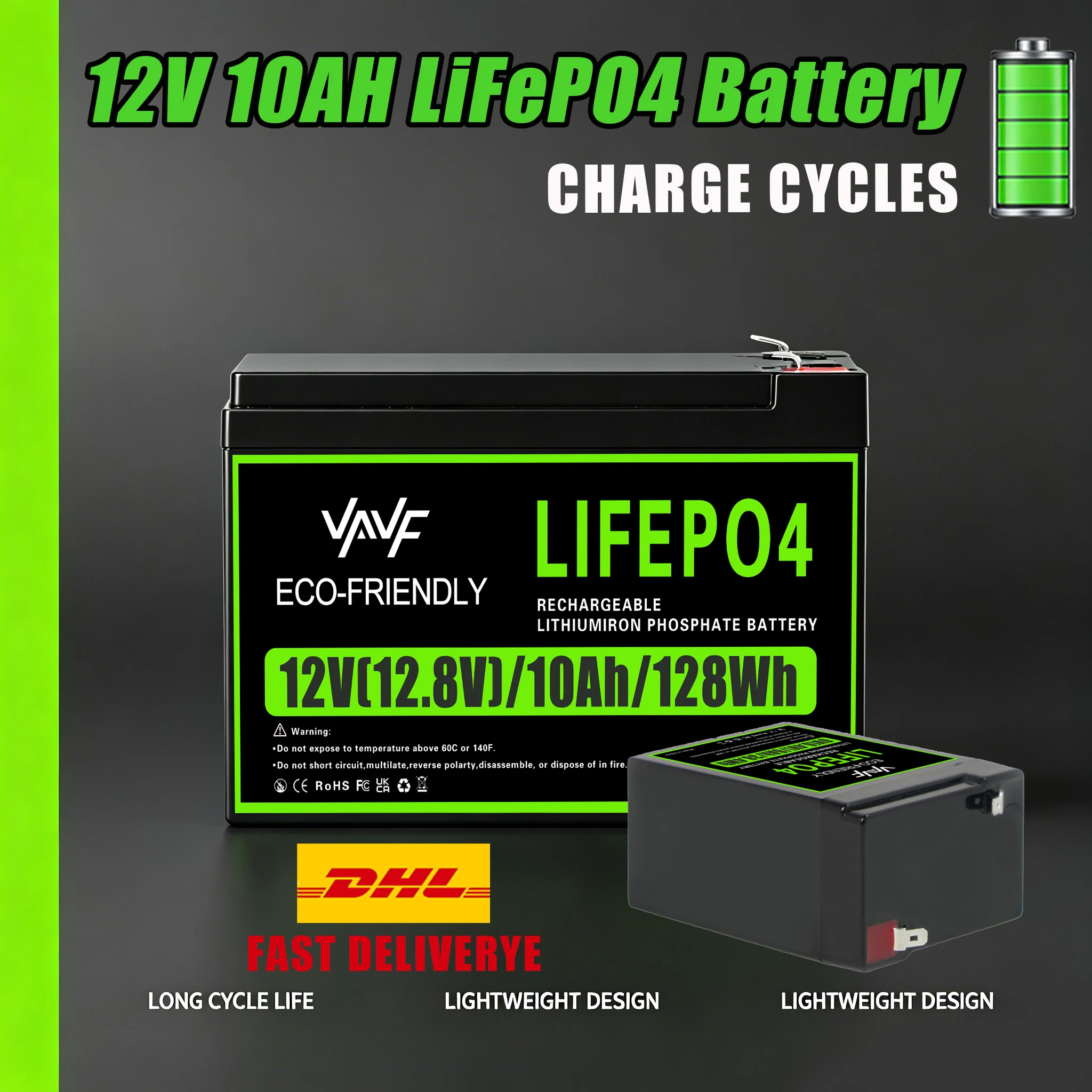 

Durable 12V 10Ah Deep Cycle LiFePO4 Battery Lron Phosphate Battery⛅️Optimized for Solar Battery Renewable Energy Systems