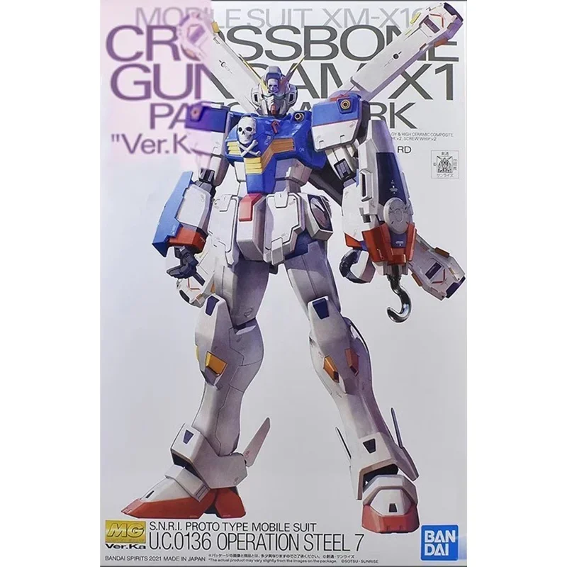 Genuine Bandai MG 1/100 Gundam Mobile Suit XM-X1C CROSSBONE GUNDAM X1 PATCHWORK Ver.Ka Anime Assembly Model Toys Action Figure