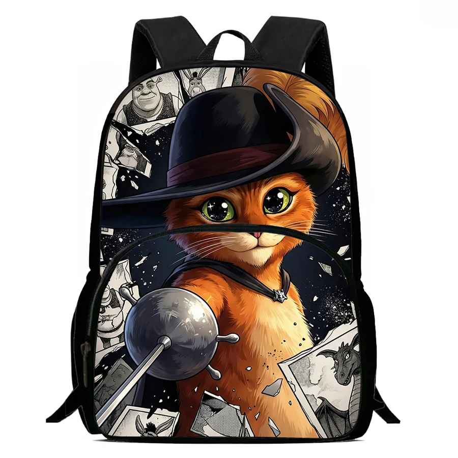 

Cartoon Ppu-ss in Bo-ott-s Kids Backpack With Front Pocket Adjustable Shoulder Strap Unisex Suitable For Boys And Girls Aged 5-9