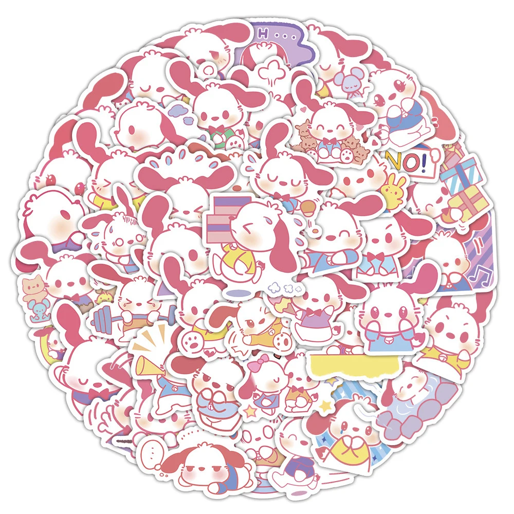 

10/30/60pcs Sanrio Cartoon Pink Pochacco Stickers Cute Decals for Kids Toy DIY Water Bottle Phone Laptop Kawaii Graffiti Sticker