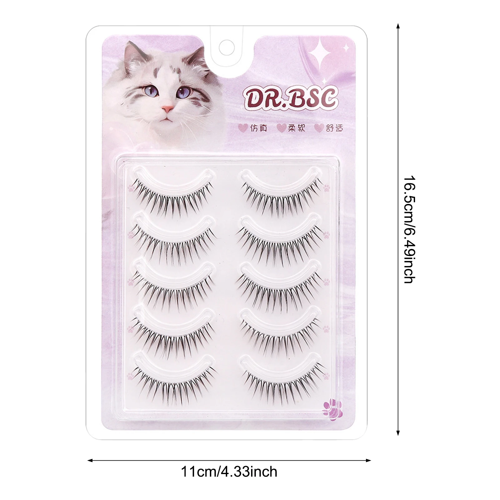 Tira de banda transparente, pestañas postizas tenues, ojos de muñeca, pestañas postizas asiáticas naturales, perfectas para salón de maquillaje profesional