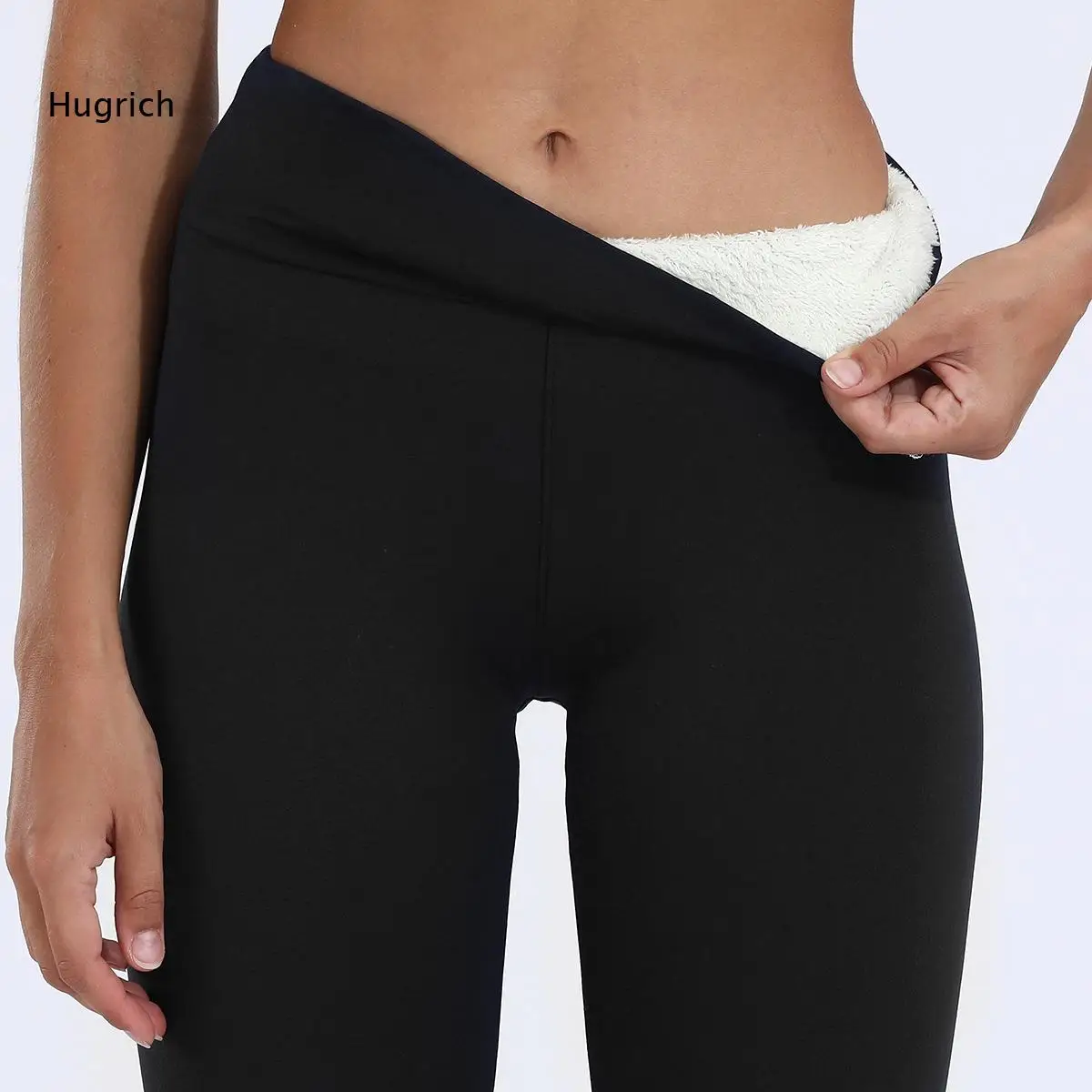 Women's High Waist Fleece Lined Thermal Leggings Winter Warm Thick Velvet Stretchy Slim Fit Pants Base Layer Trousers