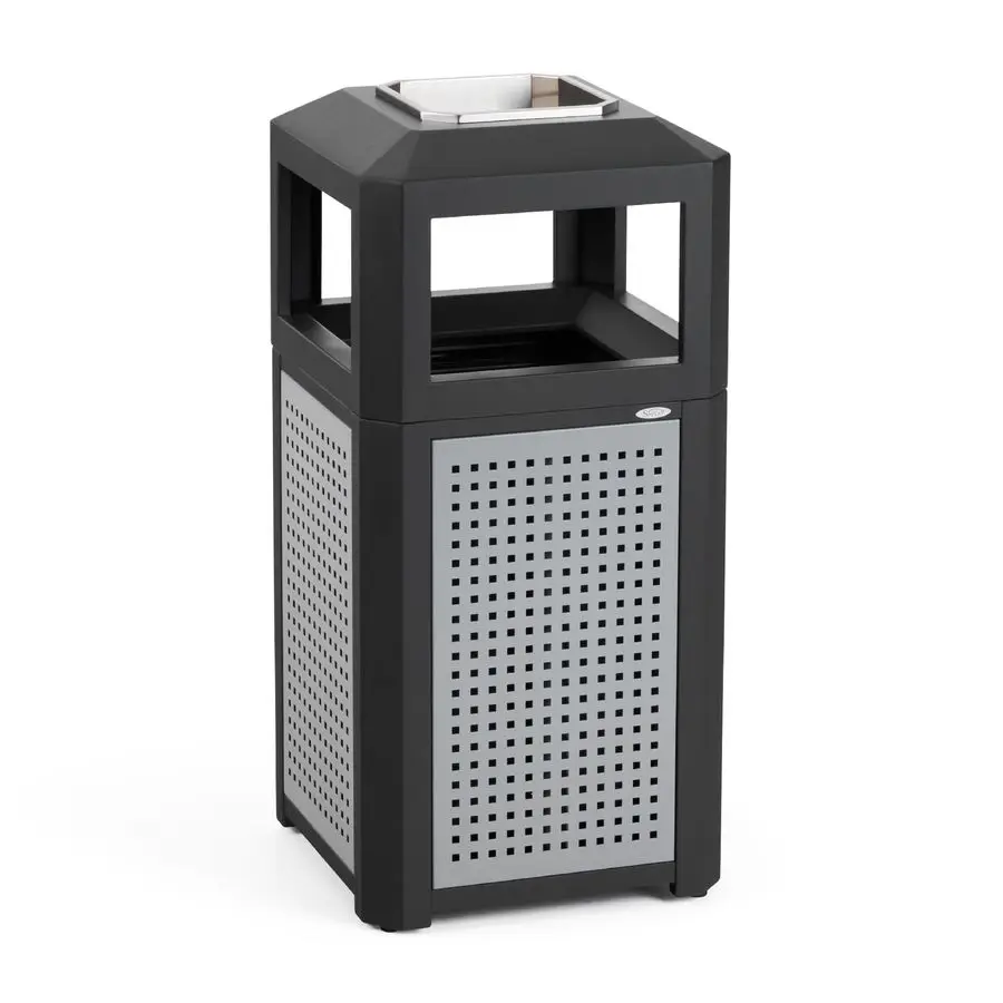 

Evos Steel Trash Can, 15 Gallons, Indoor and Outdoor Use, Heavy Duty Garbage Can with Plastic Liner and Ashtray