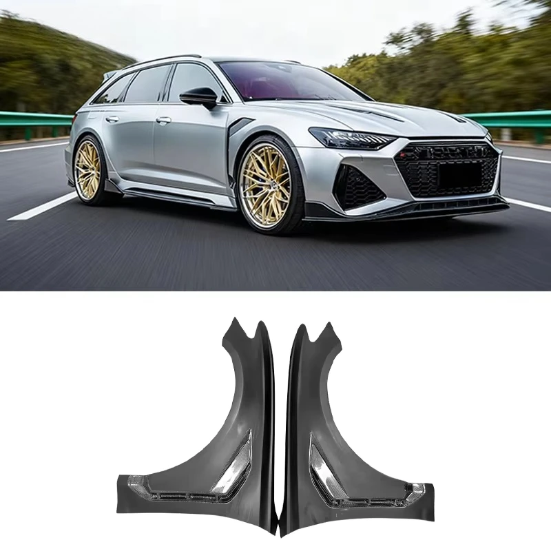 

Half Carbon Fiber Fender For RS6 C8 2019 Front Bumper Side Fender Air Vent Mudguard Car Accessories Bodykit