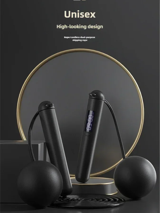 Intelligent Counting Jump Rope Bluetooth APP Cordless Ball Steel Wire Rope Timing Calorie Charging Fitness Exercise Weight Loss