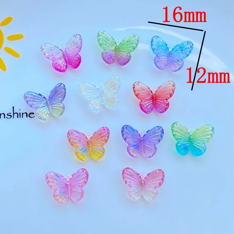 40Pcs New Kawaii Cute 12*16mm Shining Butterfly Flat Back Resin Cabochons Scrapbooking DIY Jewelry Craft Decoration Accessorie