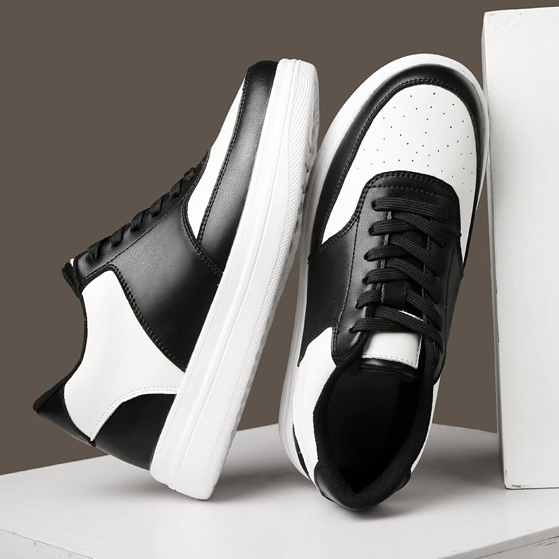 Height Increasing 6cm Unisex Leather Casual Sports Shoes Breathable Lightweight Comfortable Elevator Sneakers For Men Women view 3
