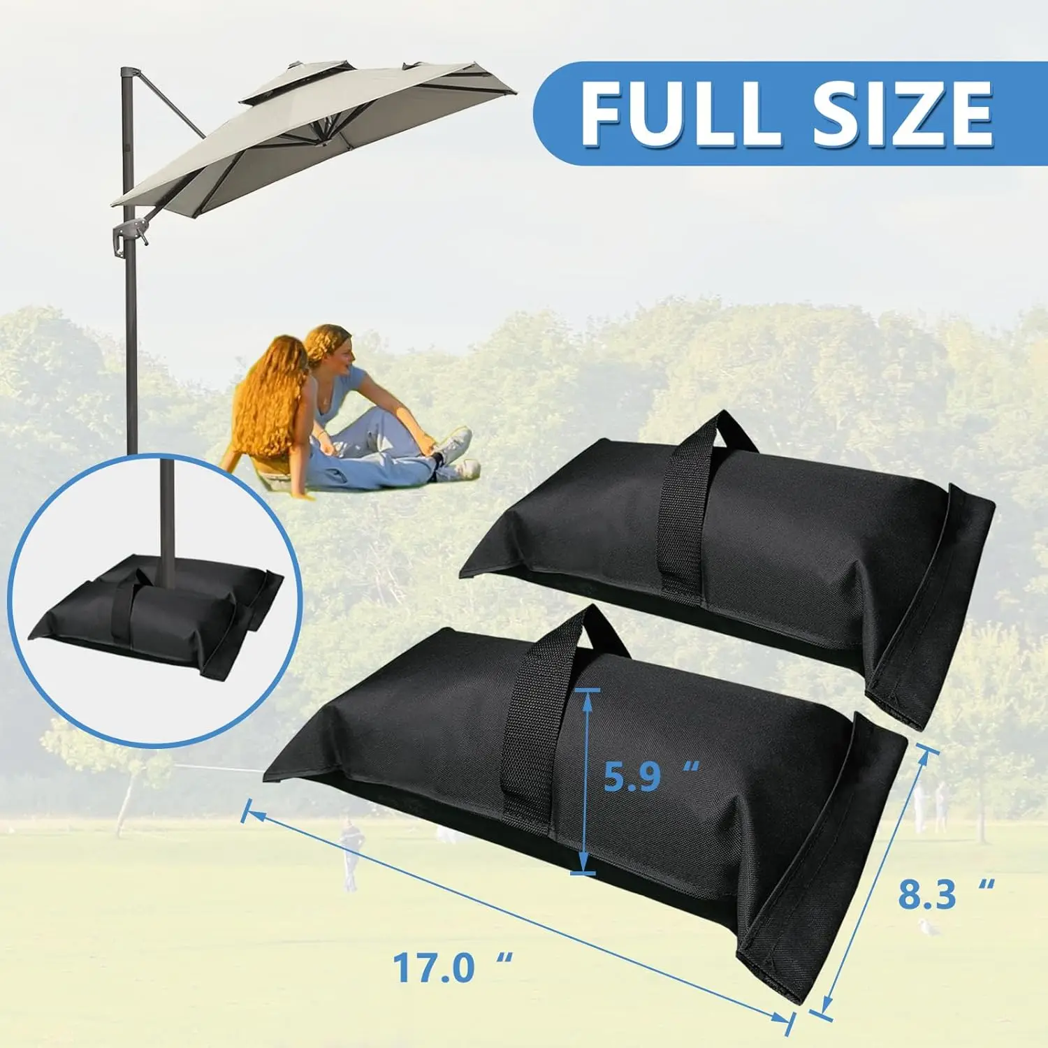 Umbrella Base Weight Fillable Sandbags, Sandbags for Weights (4 x 30LBS), Sandbag Weights for Patio Umbrella Base, Photo
