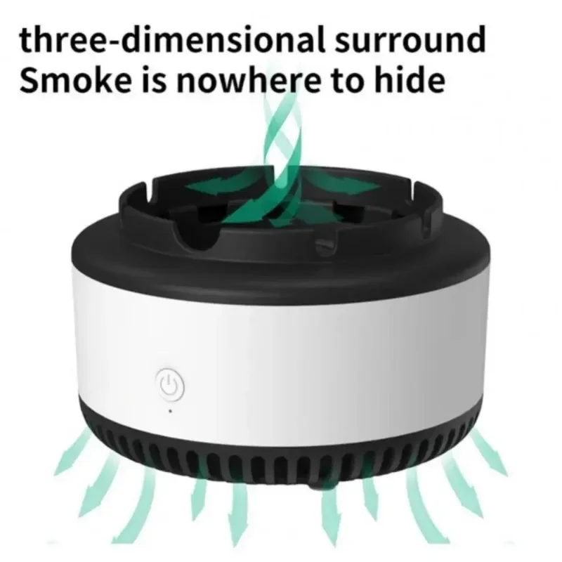 2 in 1 Electric Ashtray Air Purifier Type-C Charging Intelligent Sensing Purification Smoke Dustproof Ash Tray Cigarette Holder