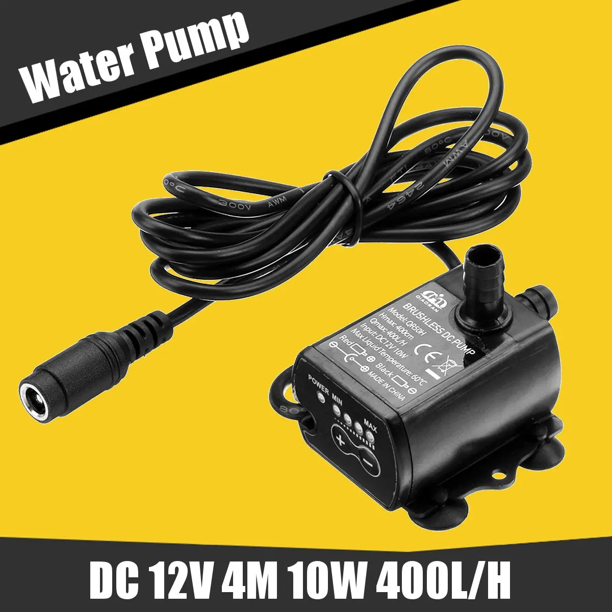 

DC 12V 4M 10W 400L/H Water Pump QR50H Flow Rate Brushless Motor Submersible Pump