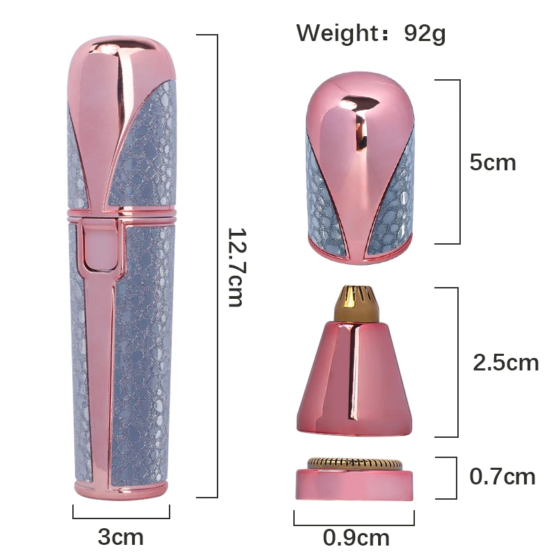 2 em 1 recarregável depilação facial e barbeador de sobrancelha - rosto lábios corpo navalha facial indolor com luz LED embutida USB