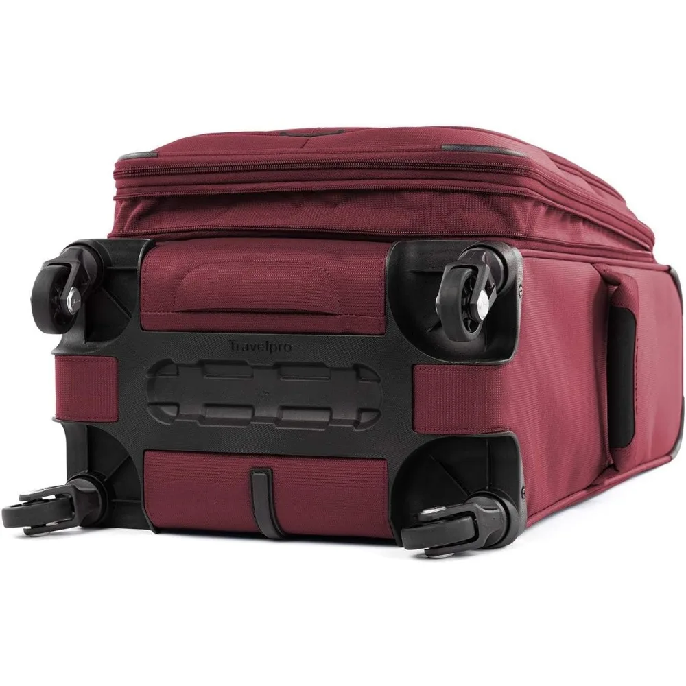 Juego de maletas ligeras expandibles de 4 ruedas, hombres y mujeres, color burdeos, equipaje suave para viajes