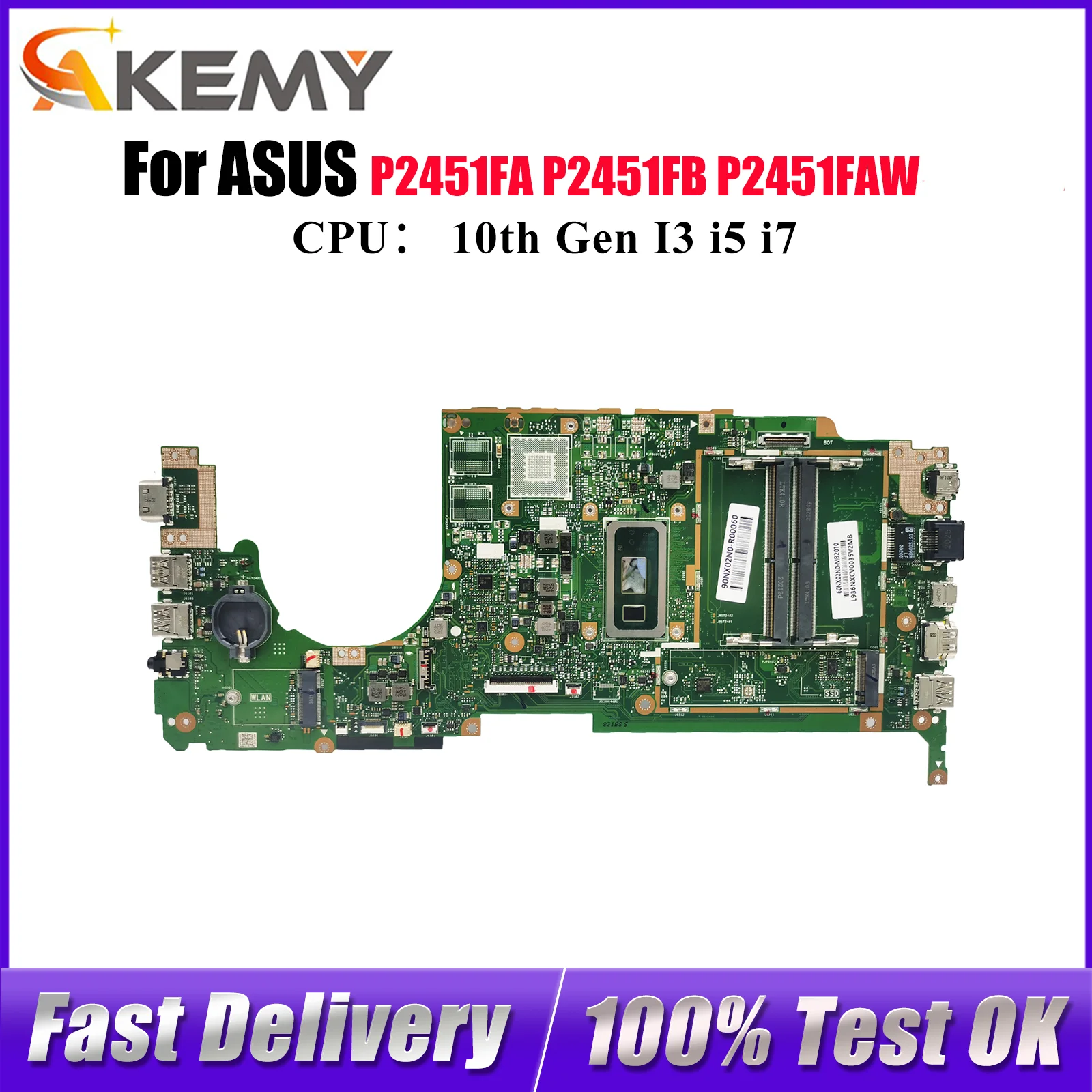 

P2451FA Материнская плата для ноутбука ASUS ProArt P2451FAW P2451FAV P2451FB P2451F P2451FA Материнская плата для ноутбука 10-го поколения I3 i5 i7