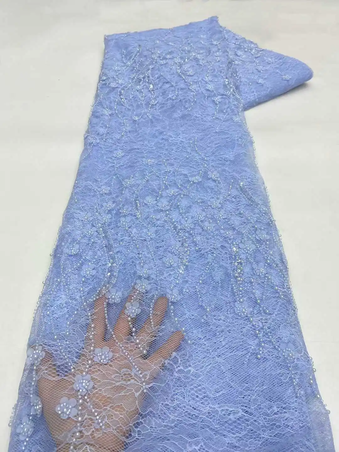 قماش دانتيل تول مطرز أفريقي 2026 جودة عالية ترتر نيجيري فرنسي مطرز دانتيل للحفلات خياطة 5 ياردات