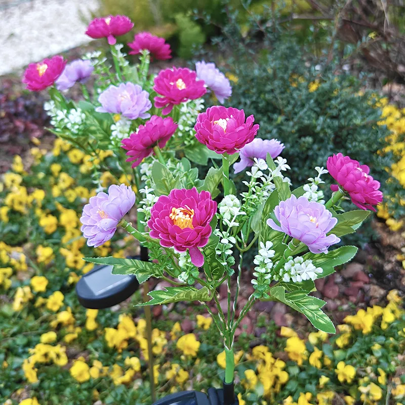 Neue 7-köpfige Solar-LED-Schnee-Lotus-Lampe Außenleuchten Rasen Gartenleuchten Solar-Außenleuchte Gartendekoration