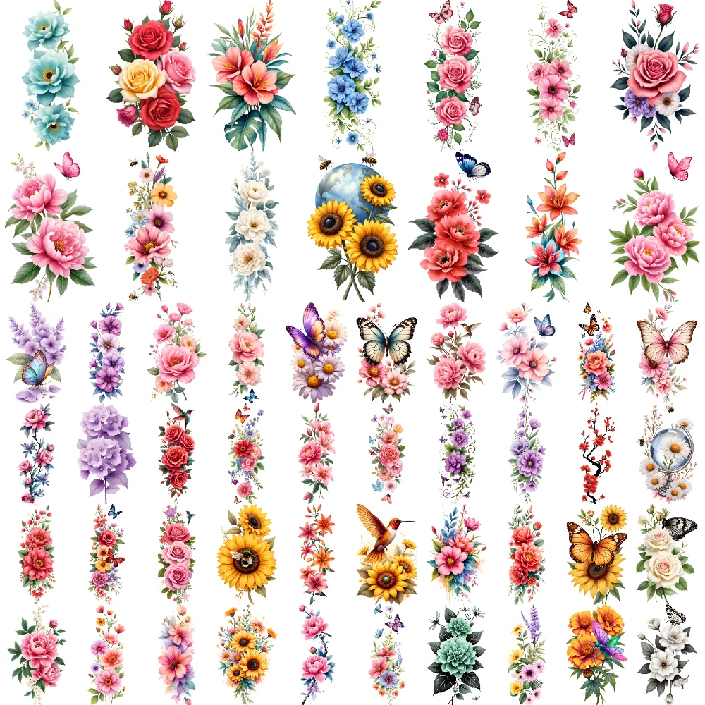 

28pcs Temporary Tattoo Floral Patterns Waterproof Long-lasting Body Stickers Sunflower Art Butterfly Designs For Shoulders