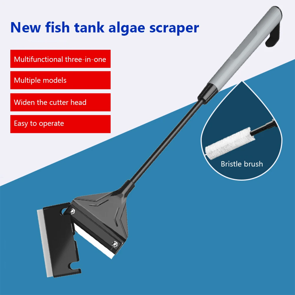 Fish Tank Seaweed Scraper Kit Multifunctional Aquarium Algae Scraper With Brush Blades Handheld Aquarium Glass Cleaner Tools Kit