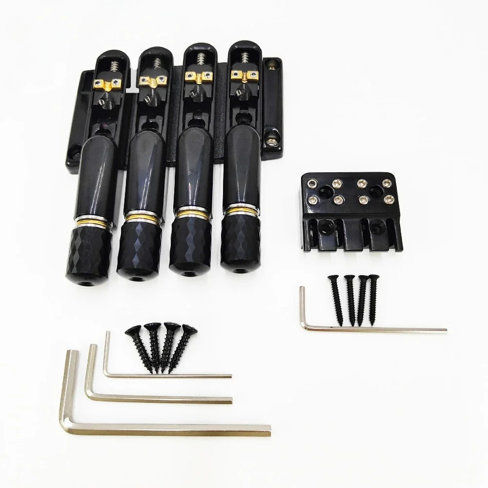 

High Quality Electric Bass Guitar Replacement Parts 4-String Headless Bass Bridge with Brass Nut & String Retainer Plate