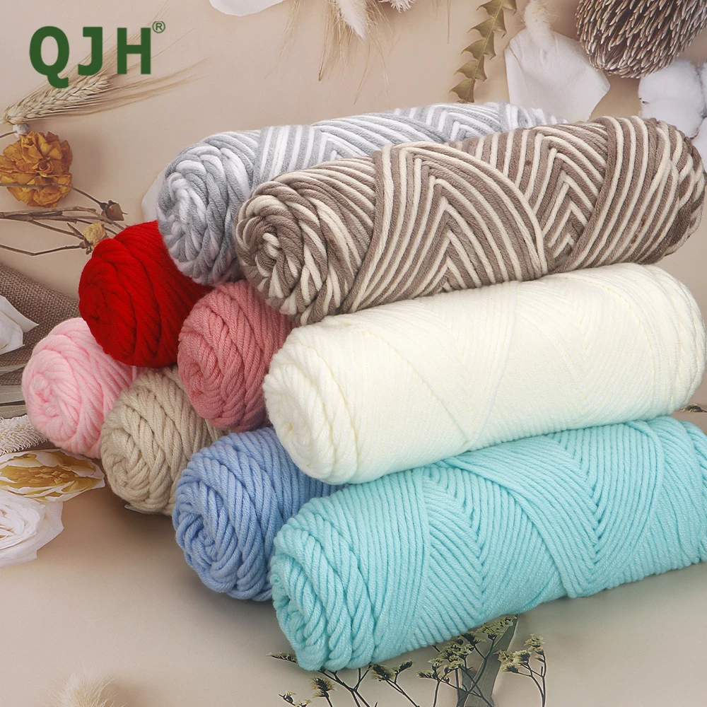 QIH 5PCS Milk Cotton Woven Scarf Thread, Skin Comfort, Moisture Absorption, Washable Durable, Multi-strand Coarse Wool Thread