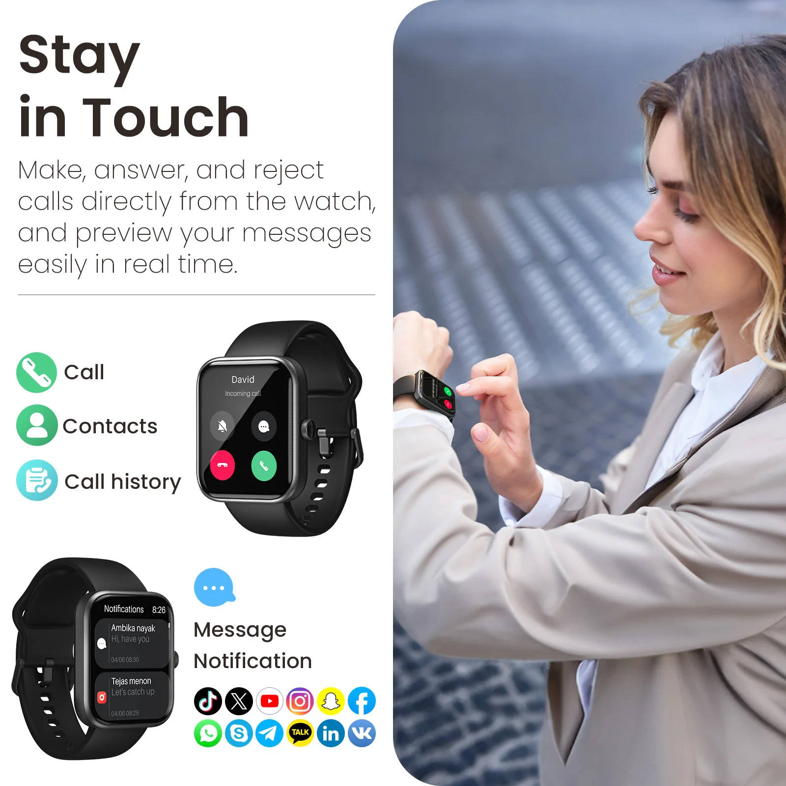 TOZO S3 Smart Watch Bluetooth Answer/Make Call Fitness Tracker Heart Rate Blood Oxygen Sleep Monitor IP68 Waterproof  1.83 HD