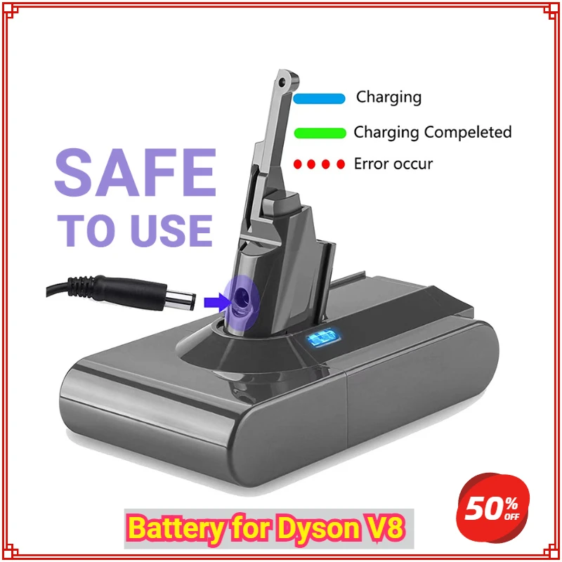 

For Dyson V8 21.6V 6800mAh Battery for Dyson V8 Absolute Cord-Free Vacuum Handheld Vacuum Cleaner Dyson V8 Replacement Battery