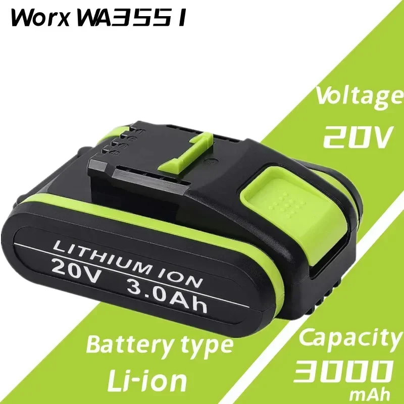 20V 3,0 Ah Ersatz Batterie für Worx  WA3551 WA 3551,1 WA3553 WA35531 WA3572 WA3641 Kompatibel mit   Power Tools