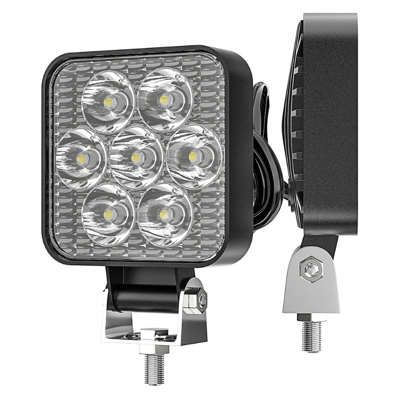 2PCS 7 LED Mini Led Work Light 12‑24v Square Round Combo Spot Flood Lamp Offroad Auxiliary Driving Light For Car Truck Suv Atv