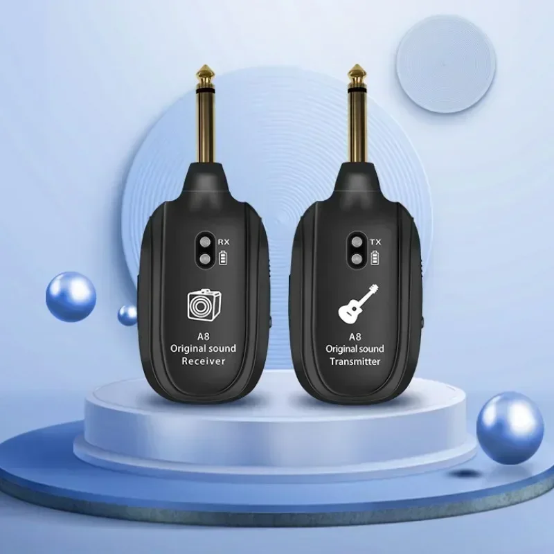 A8 Guitar Wireless System Transmitter Receiver Built-in Rechargeable Built- in Rechargeable wireless guitar transmitter