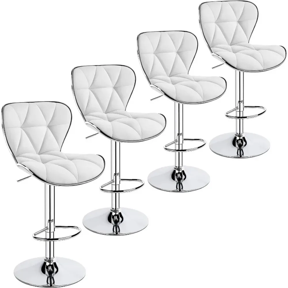 Island Chairs Bar Stools Set of 4 Fashionable Bar Chairs Adjustable PU Leather Swivel Stools Chair with Shell