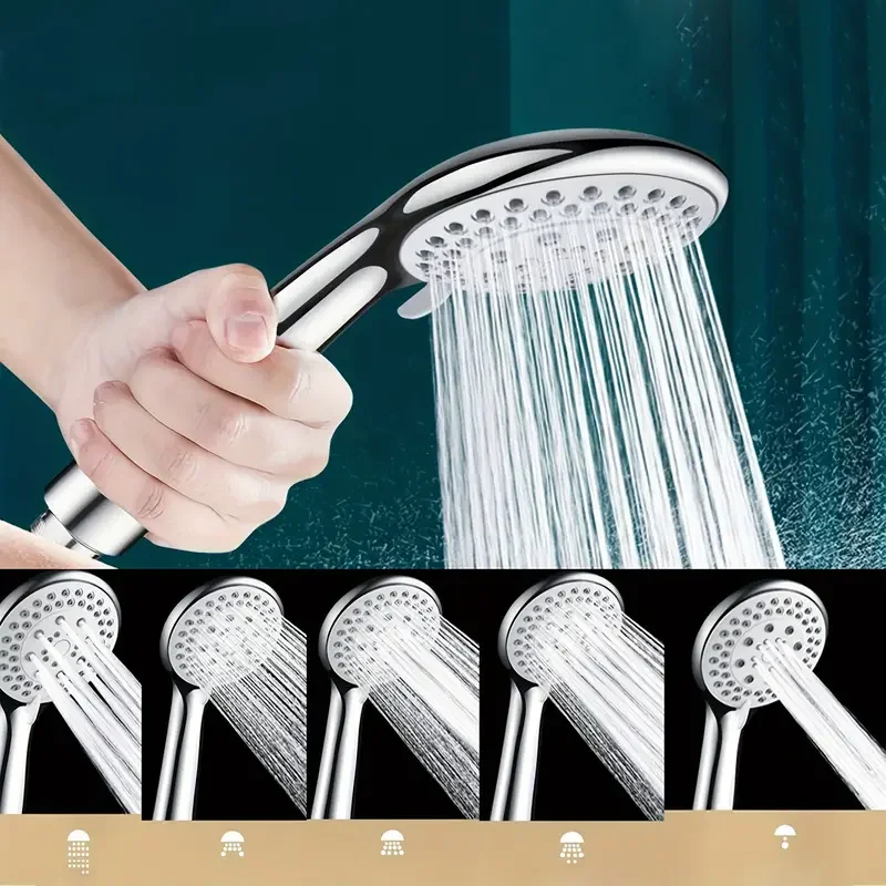 

Head High Quality Universal Handheld Bathroom Shower Head Set Plastic Sealed Five-speed Large Water Outlet Adjustable Shower