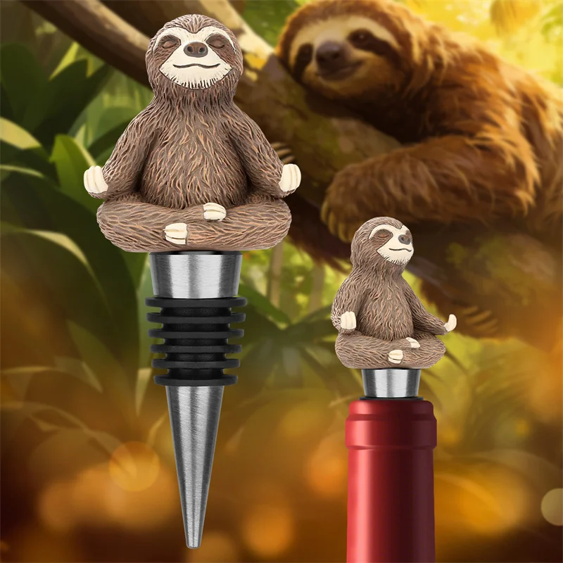 Lustiger Faultier-Weinflaschenverschluss, Dekorativer Tiermotiv-Weinflaschenstopper, Wiederverwendbares Küchen- und Bar-Accessoire, Hochzeits- und Partyzubehör, Geschenk für Weinliebhaber – Detail 3