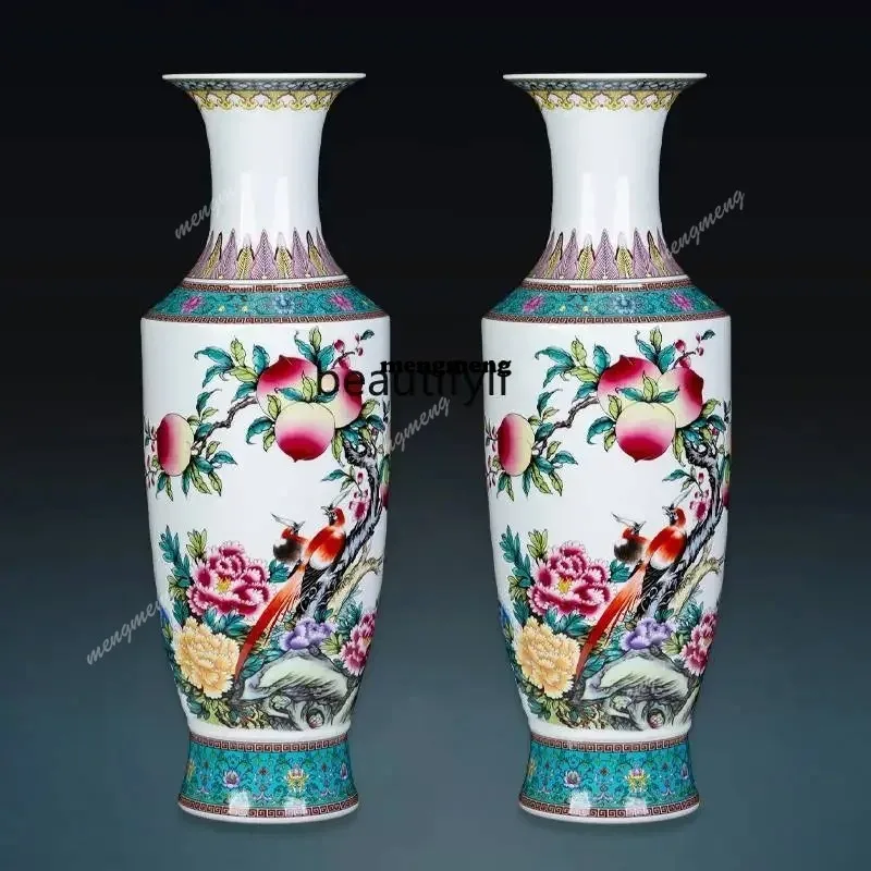 N  Jingdezhen ceramic large vase large Chinese style home living room flower arrangement decoration handicraft ornaments