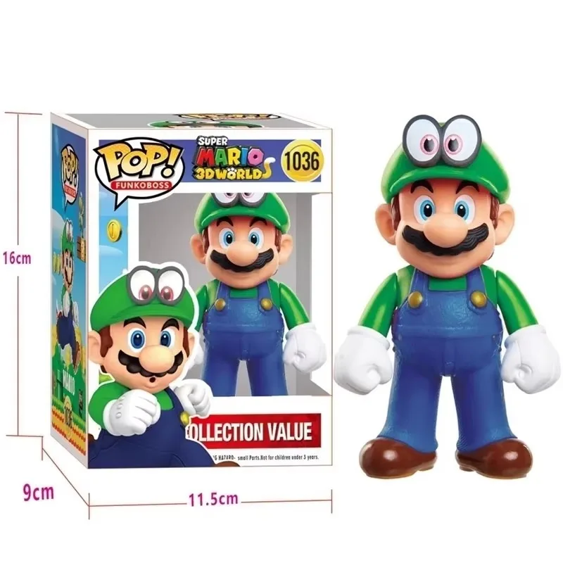 POP Super Mario Bros Anime Figure Toys Dolls Model Set Luigi Yoshi Donkey Kong Mushroom for kids birthday Christmas Gifts