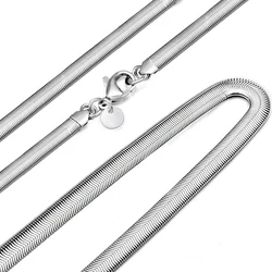 925 Sterling Silver 6mm 16-24 inches Flat Snake Chain Fashion Necklace for Men,Women's Neck Jewelry