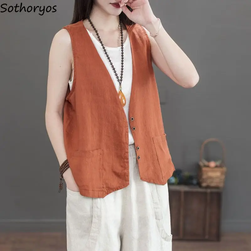 

Vests Women Solid Simple 5 Colors All-match Spring Charming Elegant Chinese Style Basics Modern Casual Vintage Ladies Prevalent