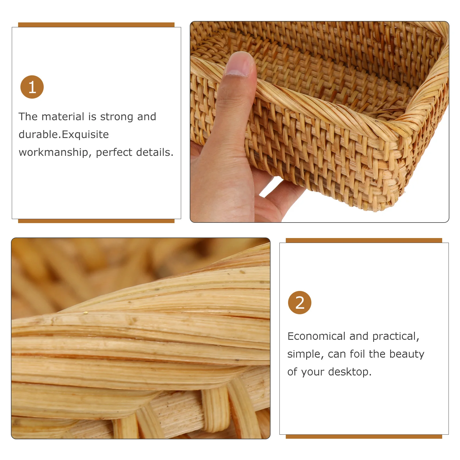 

1Pcs Exquisite Rattan Storage Basket Simple Design for Balcony Dining Table Room Sundries Organizer Storage Basket