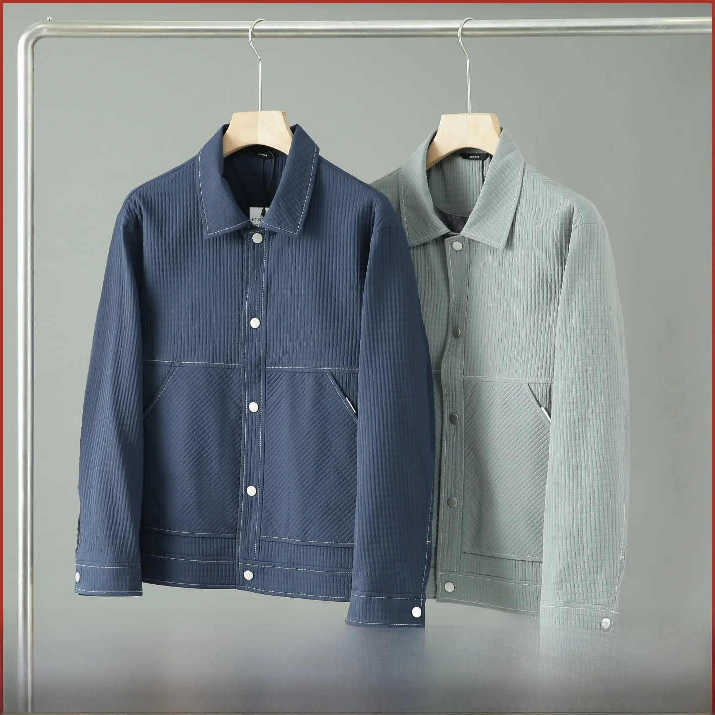 High-End Bubble Cloth Texture Busin da uomo Casual Pendolarismo Jaet Nuovo arrivo autunnale Stand Fit Lungo Sve Colore puro