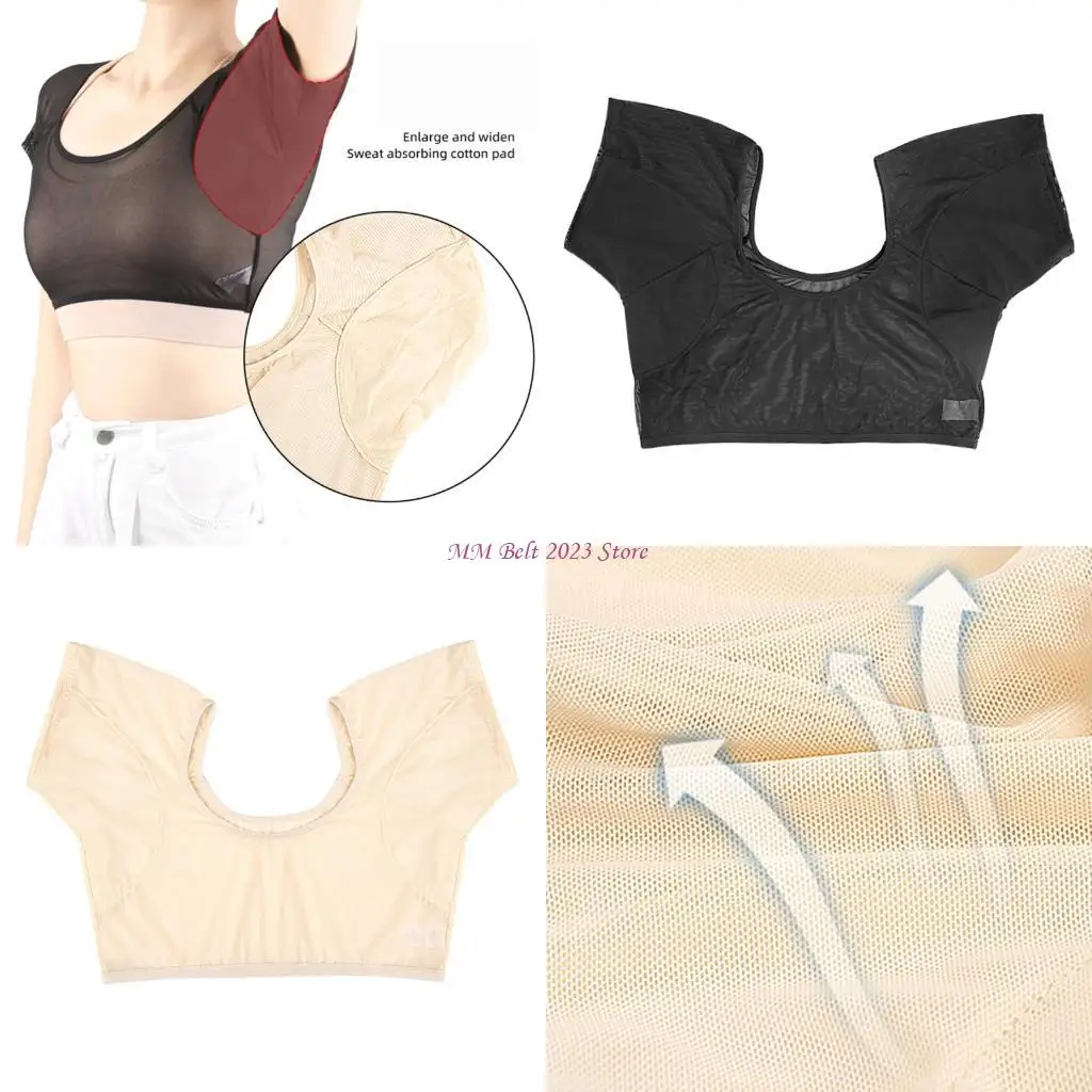 49ME Under Armpits Anti Sweat Short Sleeve Mesh Shirt Underarm Sweat Vest for Women