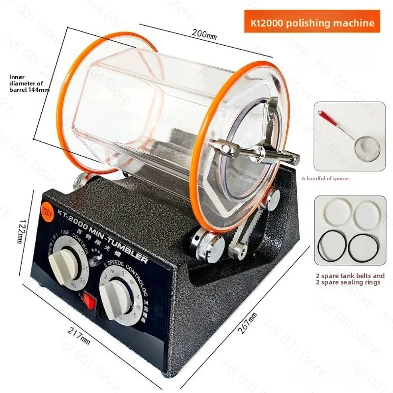 KT2000 Rotary Tumbler Polisher | Jewelry Polishing Machine for Gold/Silver | Adjustable Speed Deburring Tool with Dual Rotation
