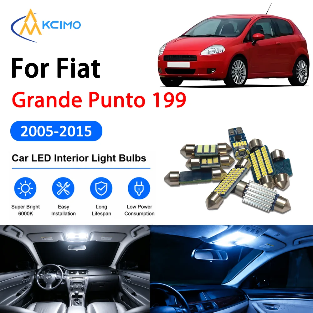 KCIMO Complete LED Interior Dome Light Kit For Fiat Grande Punto 199 2005-2015 Door Courtesy Bulb Canbus Interior Safer Lights