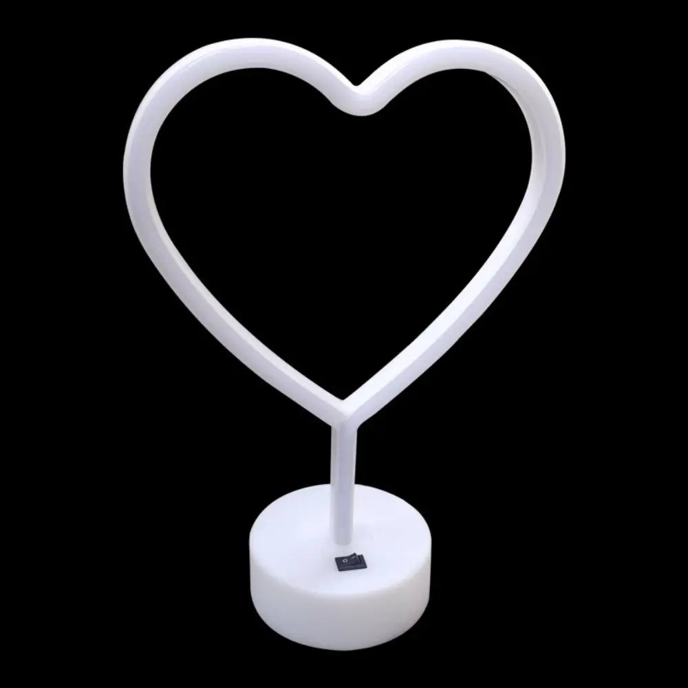 Heart Shaped Neon Light Flicker Free Battery or USB Powered Desktop Ambient Light Creative Pink/Warm White Decorative Lights