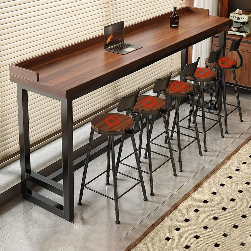 

Bar Table, 39.486.6in Long Narrow High Top Tables, Sturdy Wood amp Metal Frame Counter Height Pub Table with Multiple Designs f