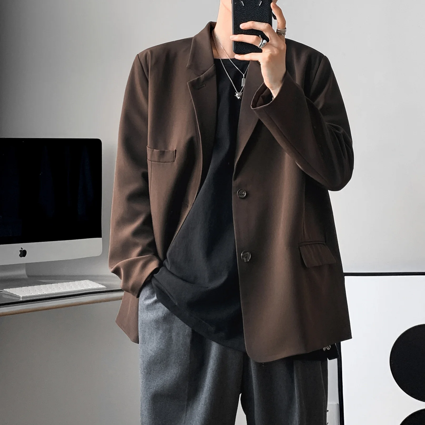 

Browan Suit Jacket Men's Ins Mature Style High-End Feeling Street Cool Oversize Pad Shoulder Little West Clothes Long Sleeve ...