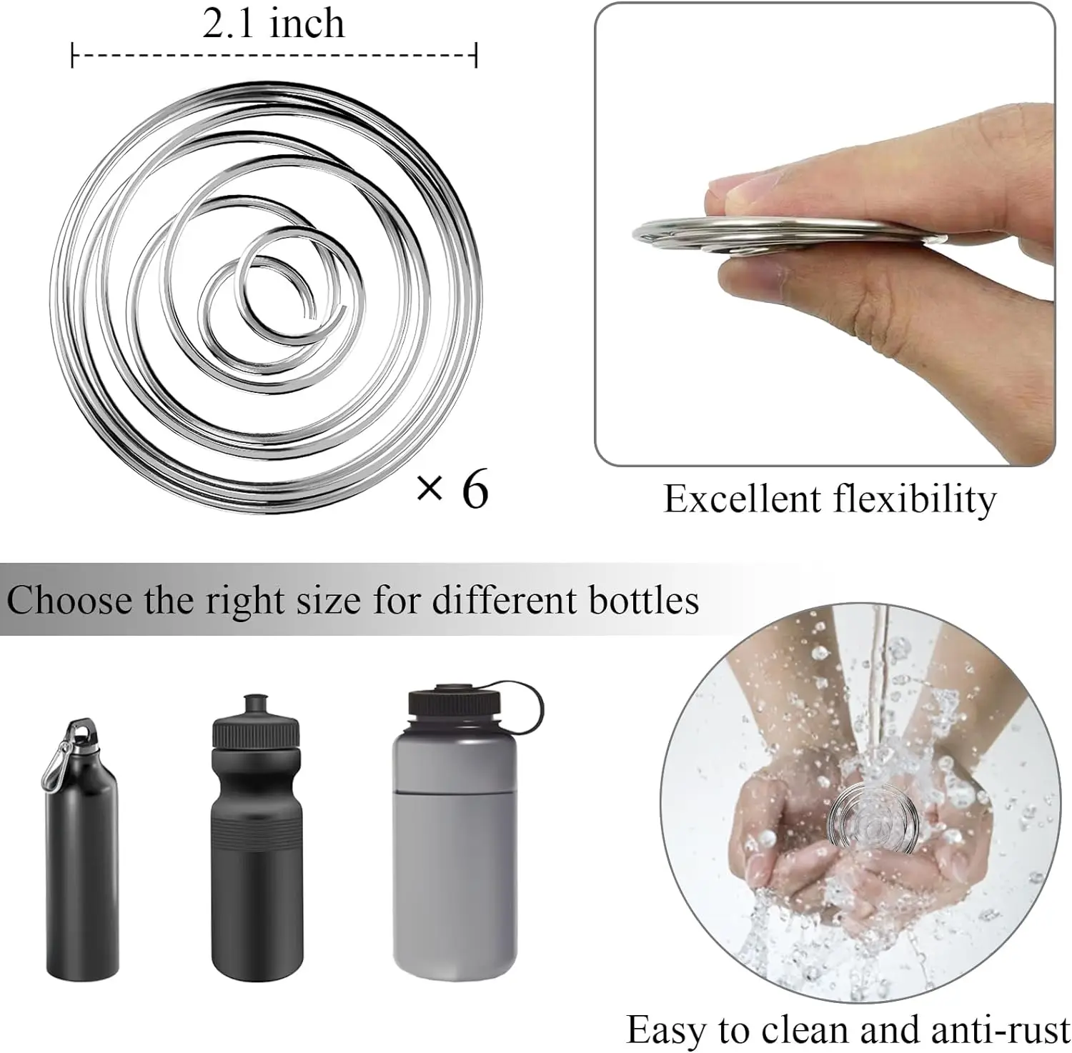 6 Pcs Shaker Balls Replacement Shaker Bottle Ball 2.1 inch Stainless Steel Mixing Balls for Protein Shaker, Drinking Bottle