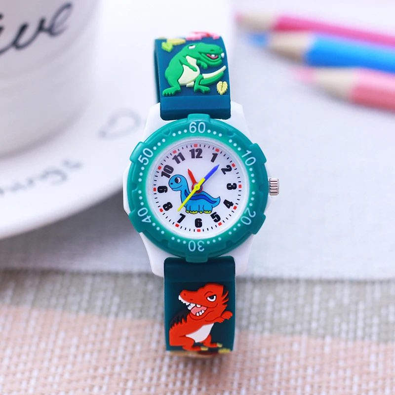 Cartoon Dinosaurier Silikon Armband Gesicht drehen Zifferblatt Kinder Jungen Mädchen Persönlichkeit Mode coole Sport Harz Gesicht Anti-Fall-Uhr