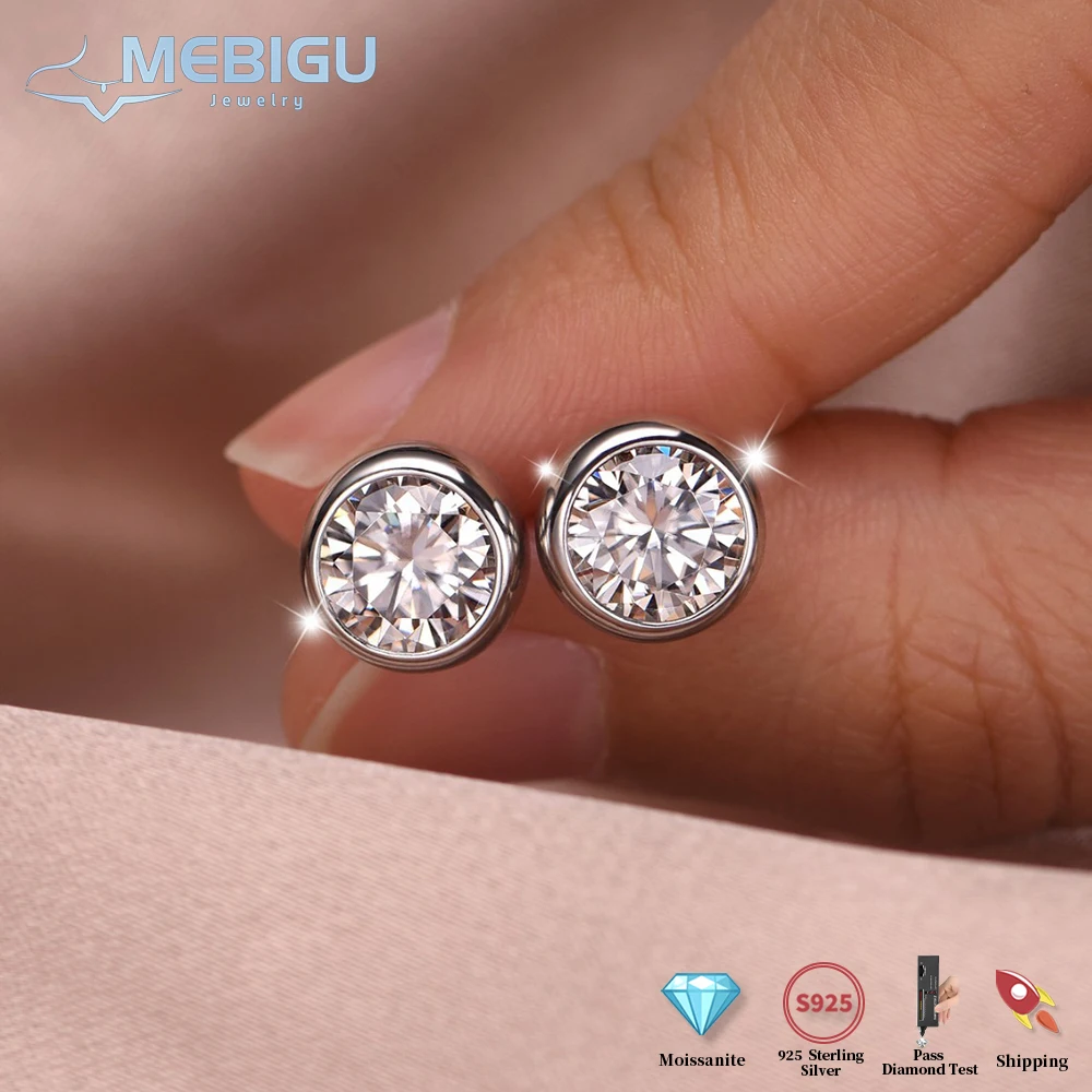 

Серьги Mebigu с круглым ободом 0,3/0,5/1 карата из муассанита для женщин и мужчин, посеребренные 925 пробы, 18 карат, тест на бриллианты, пузырьковые серьги-гвоздики, подарок