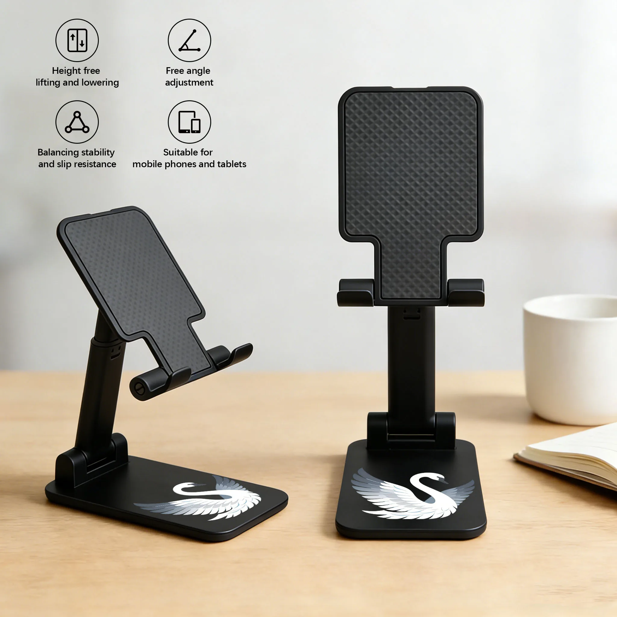 

Подставка для телефона в виде лебедя, 1 шт., для рисования тушью, противоскользящая, устойчивая, универсальная, для планшетов, с регулируемой высотой и углом наклона, складная, портативная