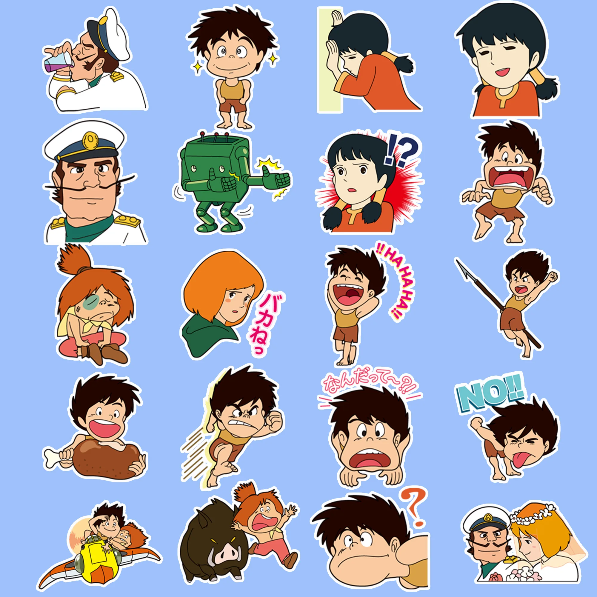 40 pezzi di Future Boy Conan Anime Merchandise Adesivi Materiali fai da te per scatole di cancelleria per bambini Conti manuali e custodie per telefoni