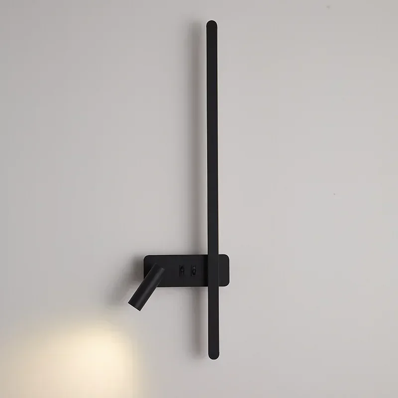 Long Strip Wall Lamp with Switch Modern Nordic Living Room Bedroom Bedside Rotation LED Reading Light