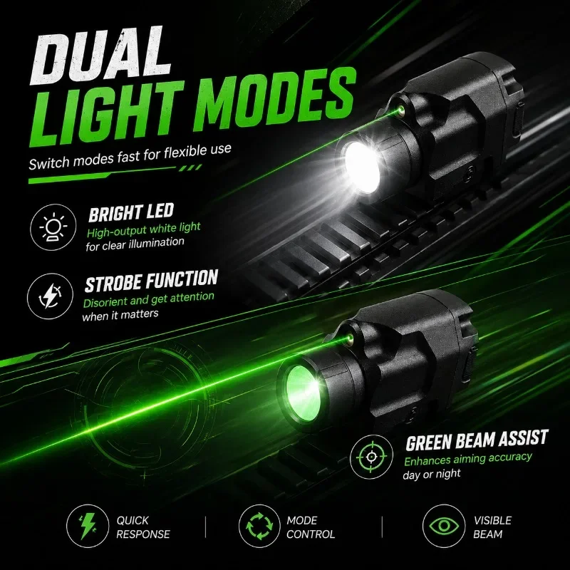 Strobe LED Underbarrel Flashlight Metal TLR-8 Adjustable Strong Light Hobby Mod Parts Compatible 20MM Rail